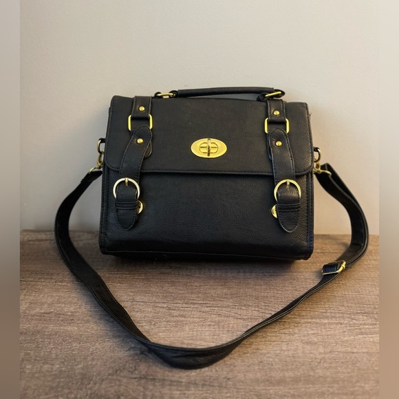Street Level Faux leather Black Satchel - Picture 1 of 11